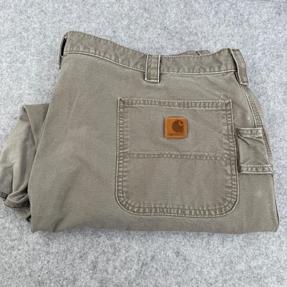 Carhartt Pants Mens 46x33 (actual 44x25) Tan Loose Original Fit Cargo Carpenter - Picture 1 of 9